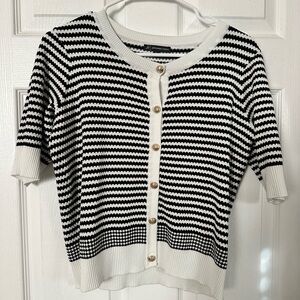 Adrianna Papell Black and White Knit Cardigan